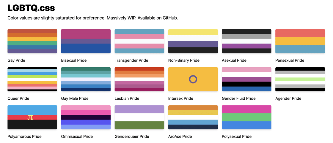 Queer pride flags in CSS