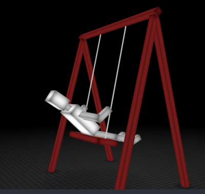 animation of a robot on a swing