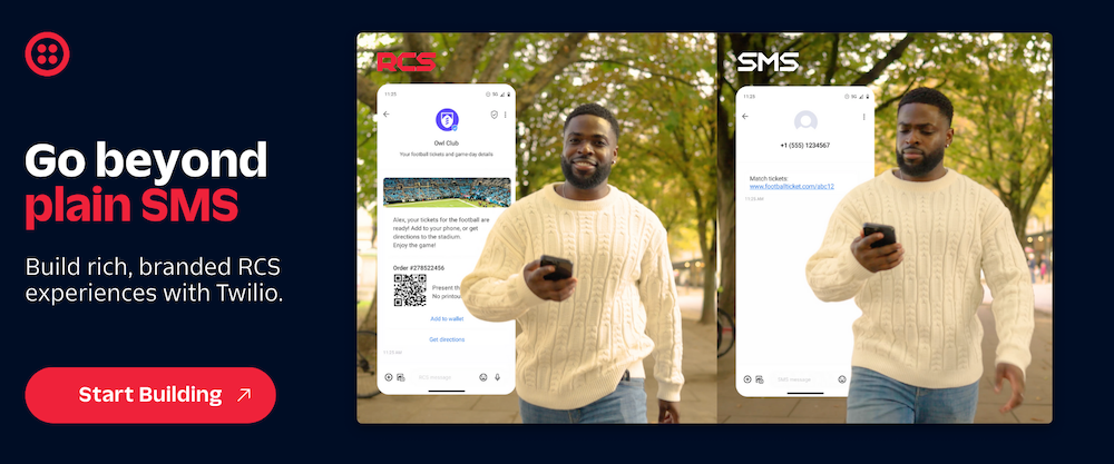 Go beyond plain SMS - build rich, branded RCS experiences with Twilio